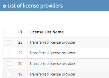 list of license providers small