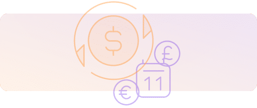 Currency symbols and calendar illustration