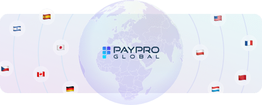 Global payment solutions with country flags from PayPro Global