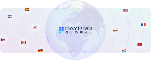 Soluções de pagamento globais com bandeiras de países da PayPro Global